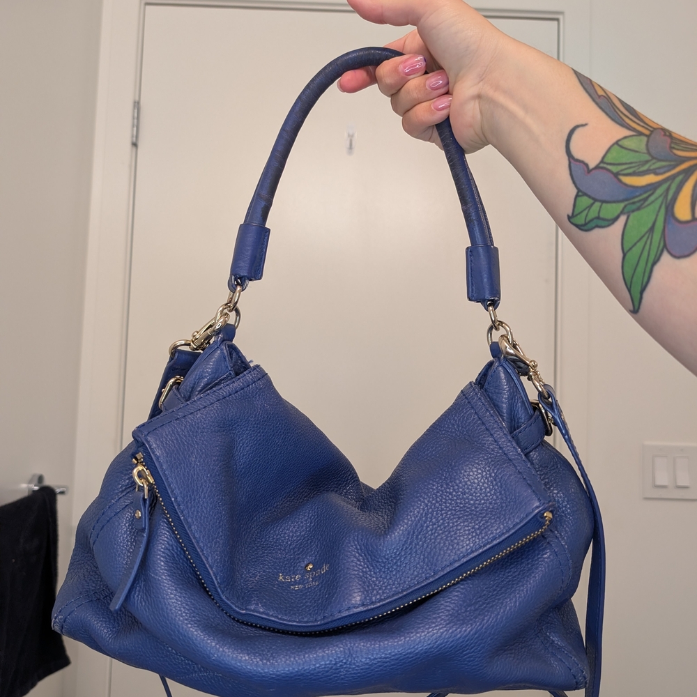 Kate Spade Blue Hobo Bag with Metallic Accents